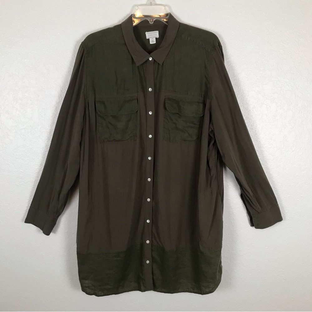 Caslon Lagenlook‎ linen blend tunic blouse 18*
